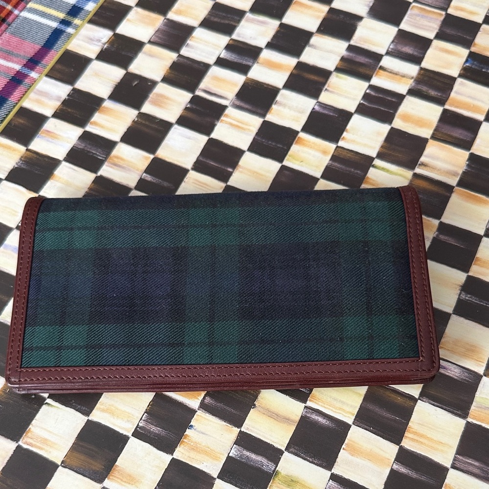 Polo by Ralph Lauren black watch plaid fabric and leather Wallet